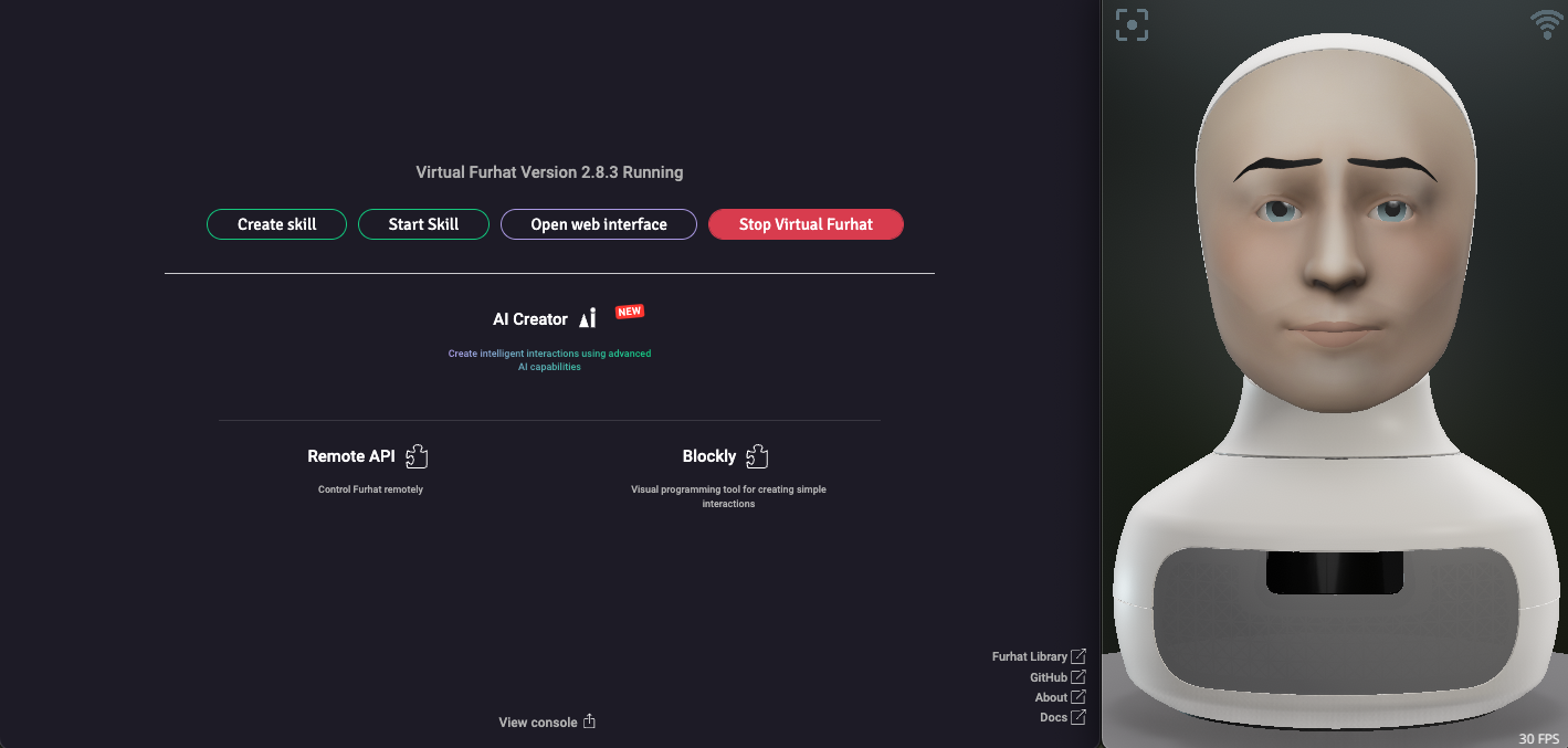 SDK Launcher UI and Virtual Furhat