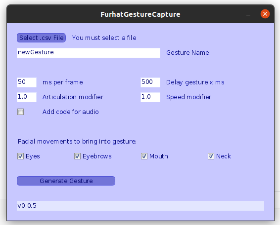 Screenshot of the _Gesture Capture Tool_